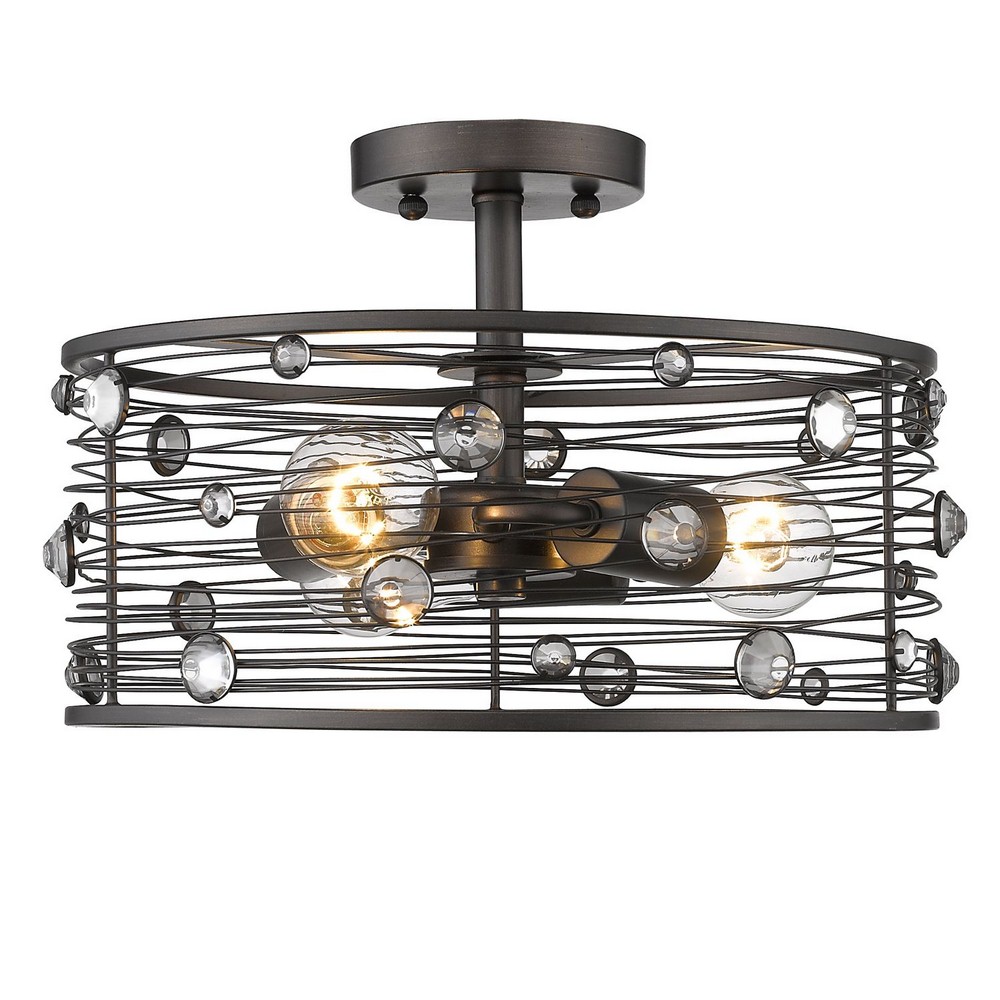 Golden Lighting-1998-SF EBB-Bijoux - 3 Light Semi-Flush Mount in Contemporary style - 9.25 Inches high by 13.88 Inches wide   Brushed Etruscan Bronze Finish